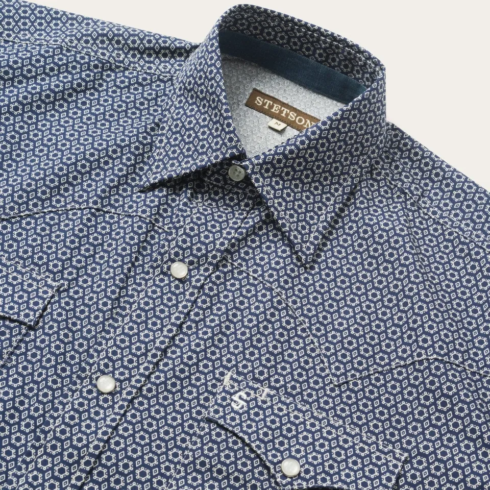 New Stetson Snap Front Shirt in Deep Blue