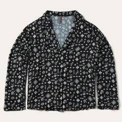 Stetson Southwestern Ditzy Print Blouse Black
