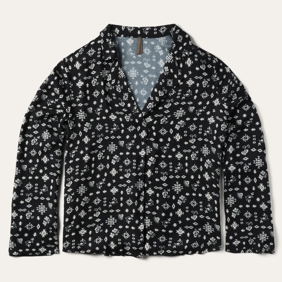 Stetson Southwestern Ditzy Print Blouse Black