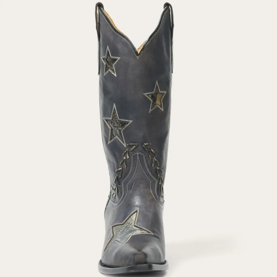 Discount Stetson Star Distressed Cowboy Boot Black