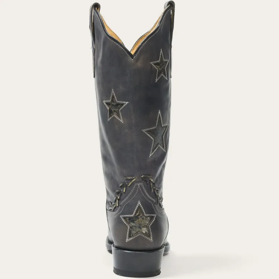 Discount Stetson Star Distressed Cowboy Boot Black