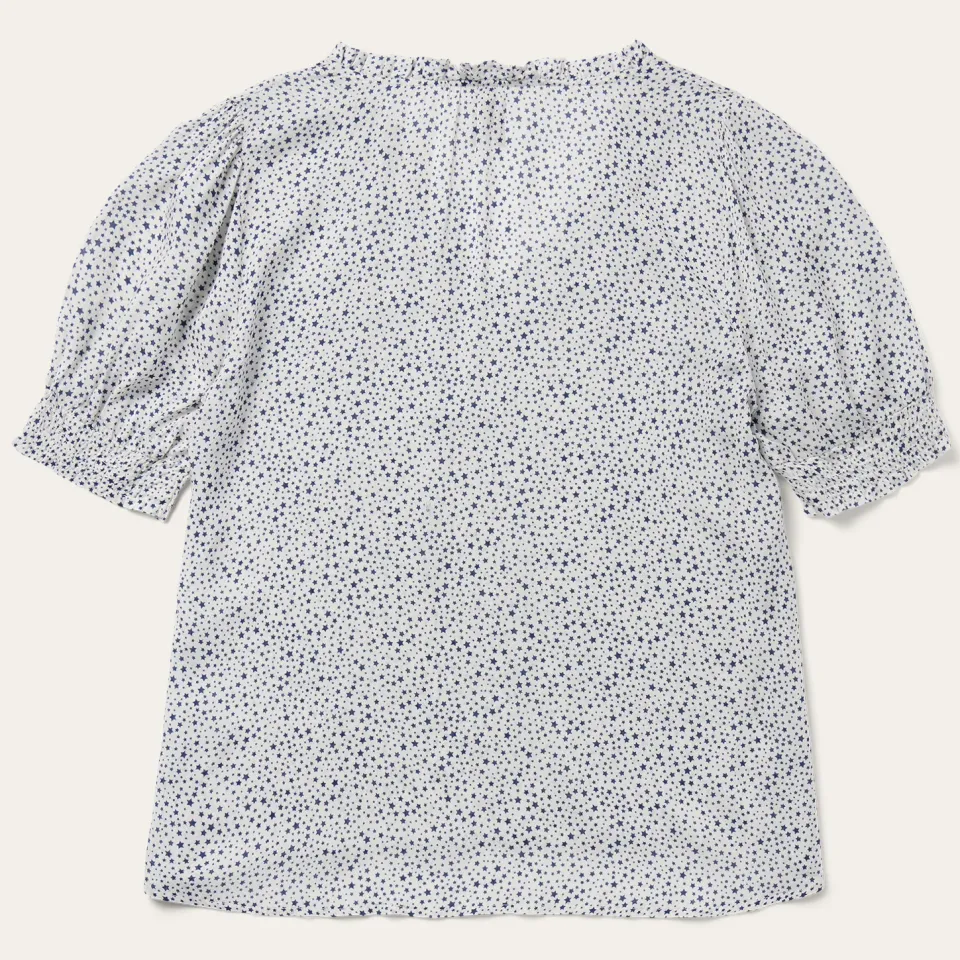 Best Stetson Stars Print Peasant Blouse White