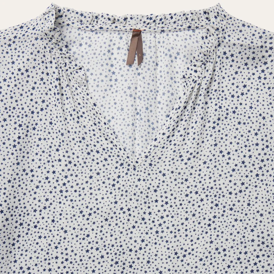 Best Stetson Stars Print Peasant Blouse White