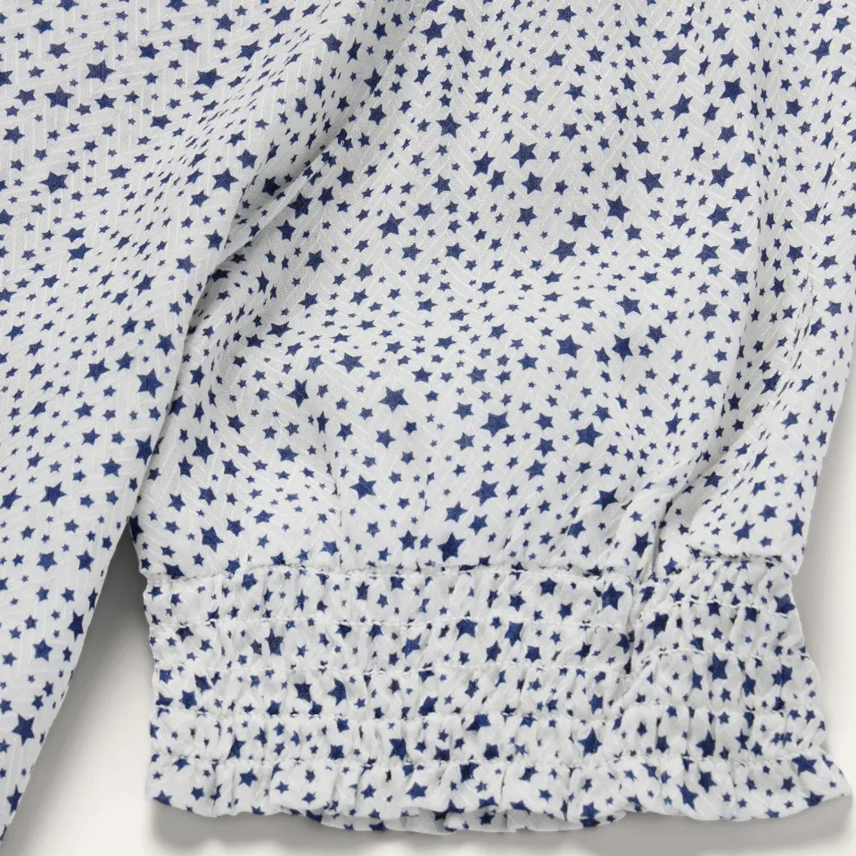 Best Stetson Stars Print Peasant Blouse White