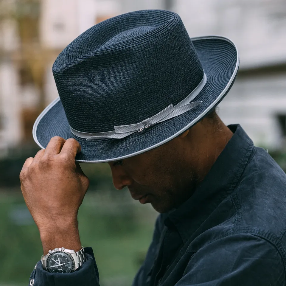 Discount Stetson Stratoliner Hemp Fedora Navy