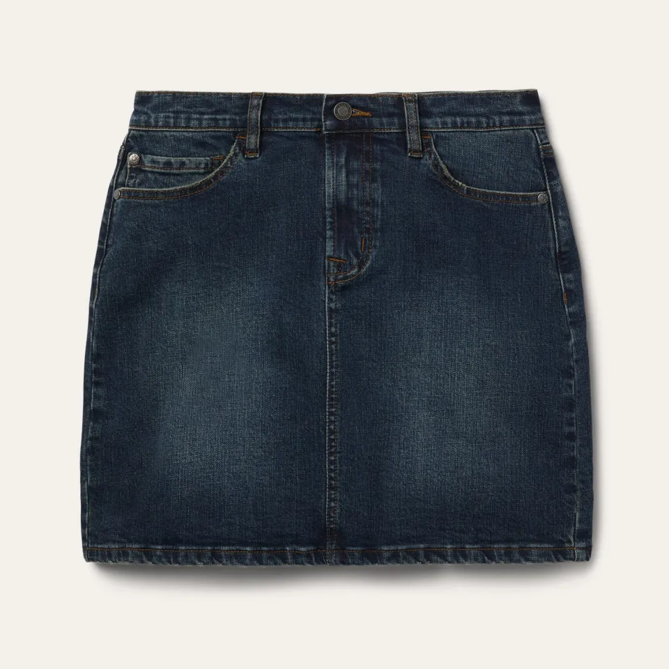 Hot Stetson Stretch Denim 5-Pocket Skirt Blue