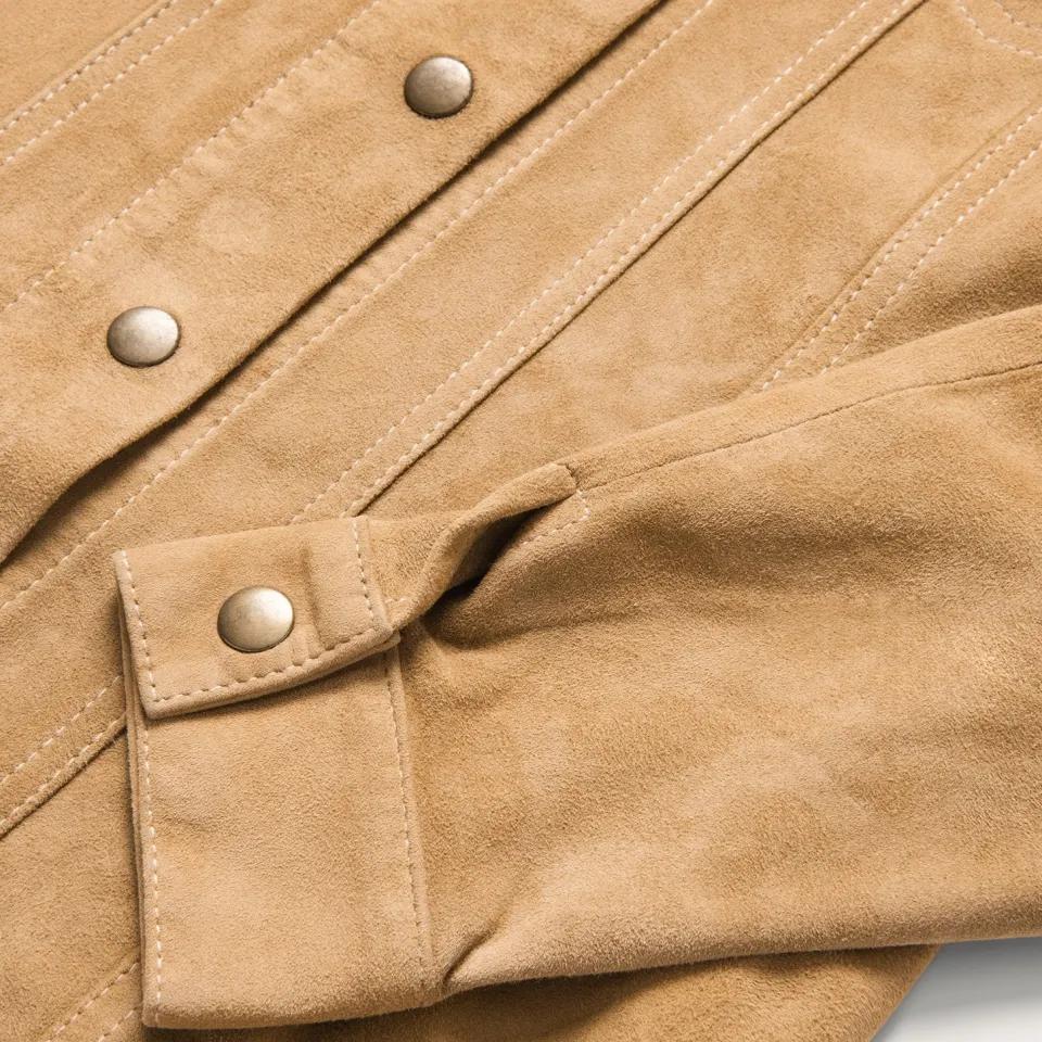 Stetson Suede Denim Shirt Jacket Brown