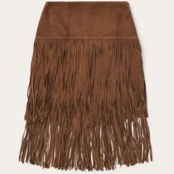 Sale Stetson Suede Fringed Skirt Brown