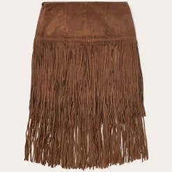 Sale Stetson Suede Fringed Skirt Brown