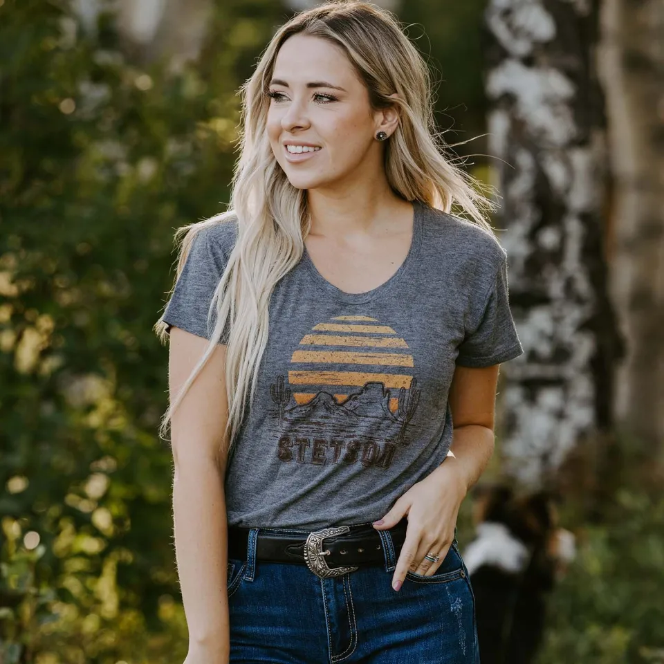 Stetson Sunset Graphic Tee Grey