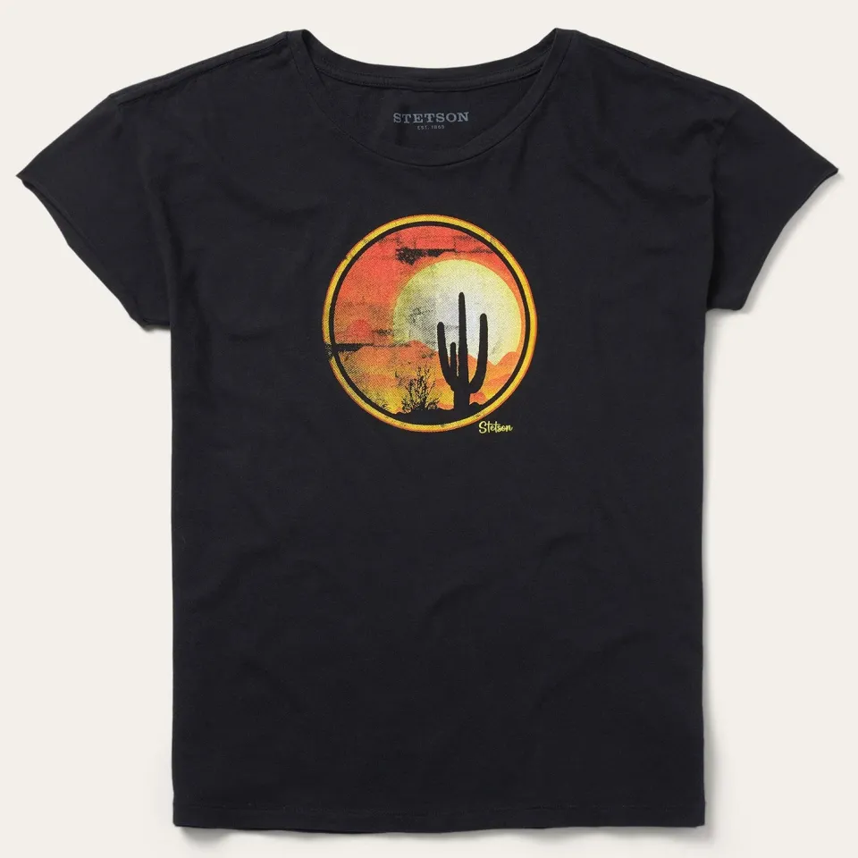 Hot Stetson Sunset Saguaro Graphic Tee Black