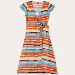 New Stetson Sunset Serape Print Rayon Herringbone Wrap Front Dress Multi