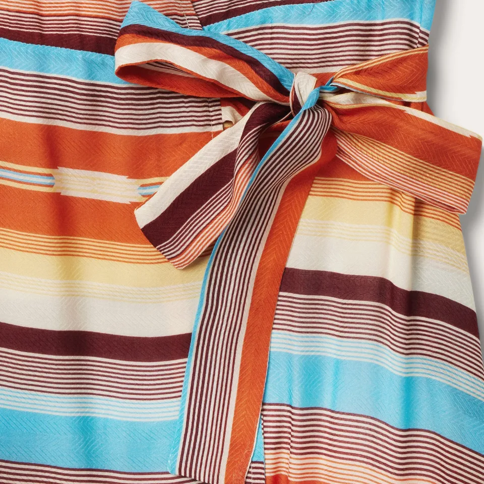 New Stetson Sunset Serape Print Rayon Herringbone Wrap Front Dress Multi