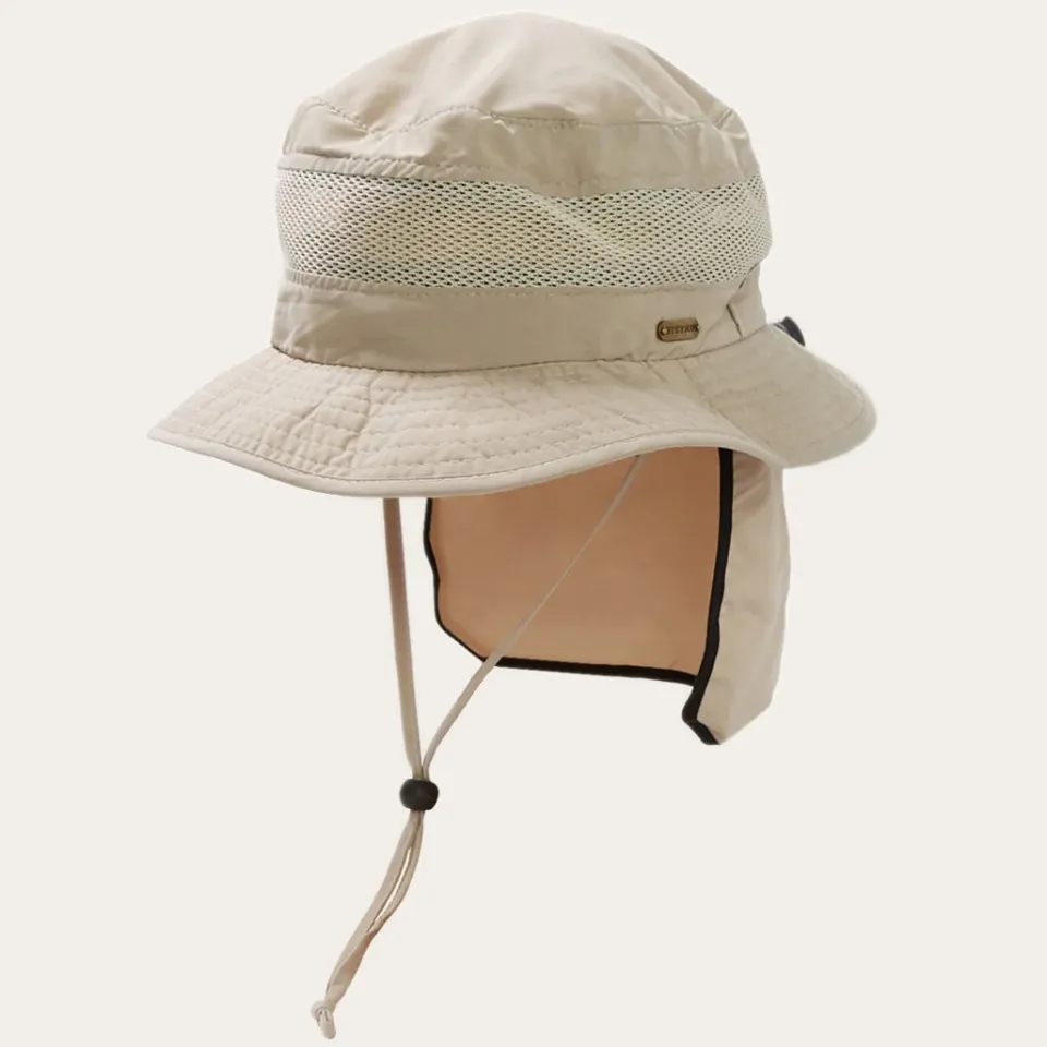Hot Stetson Switchback 'No Fly Zone' Mesh Bucket Hat Khaki