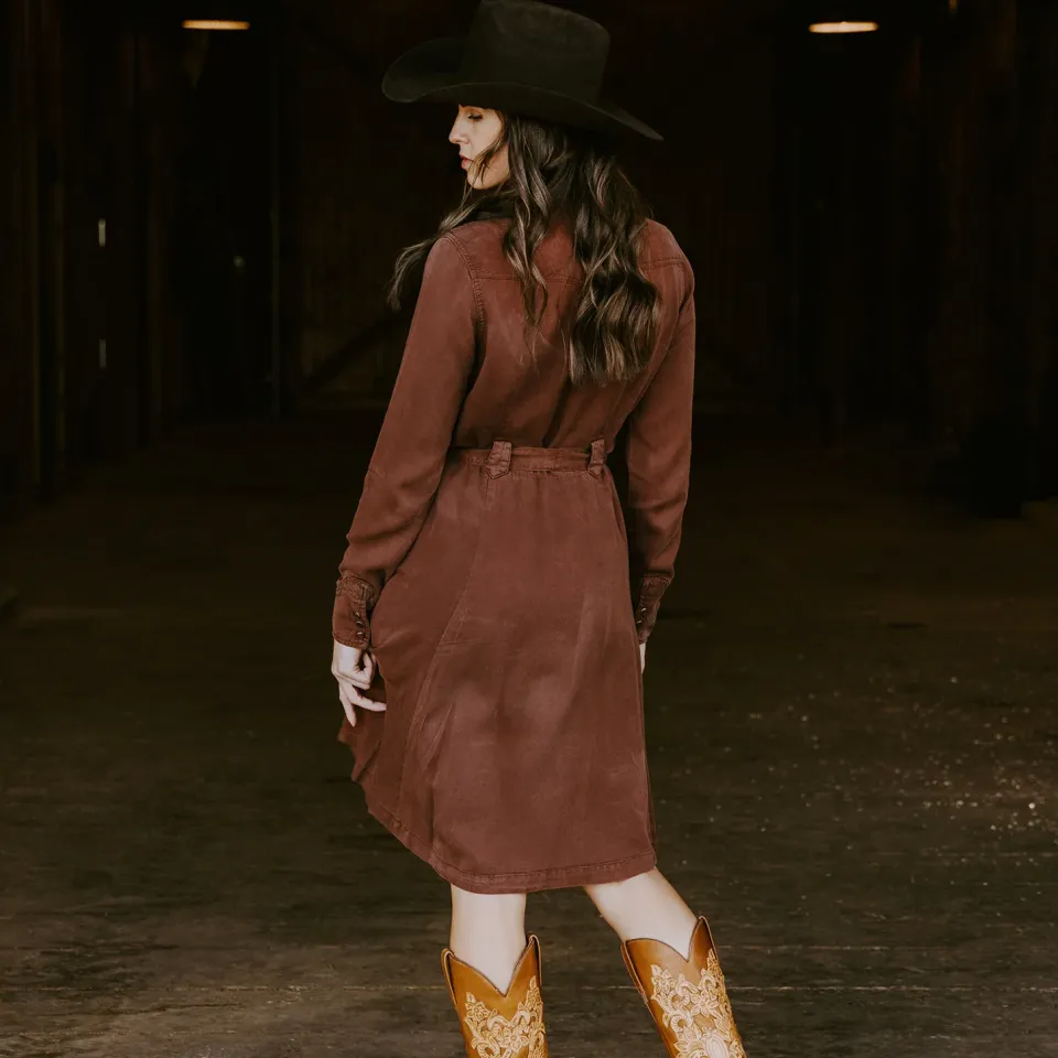 Discount Stetson Tobacco Tencel Western Dress Brown