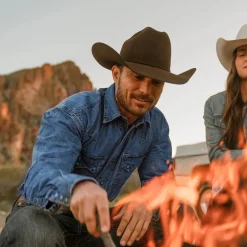 Discount Stetson Turquoise Snap Western Denim Shirt Blue