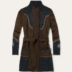 Hot Stetson Vintage Steer Head Cardigan Brown