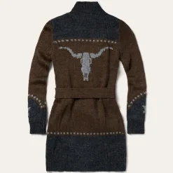 Hot Stetson Vintage Steer Head Cardigan Brown