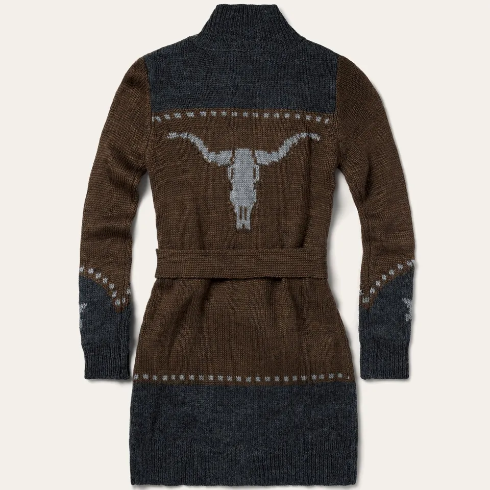 Hot Stetson Vintage Steer Head Cardigan Brown