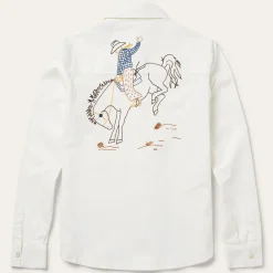 Online Stetson Western Embroidered Denim Shirt White