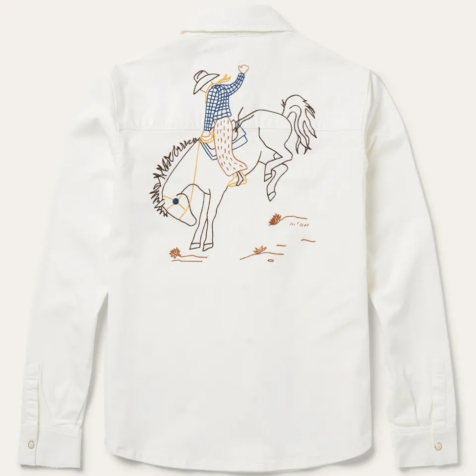 Online Stetson Western Embroidered Denim Shirt White