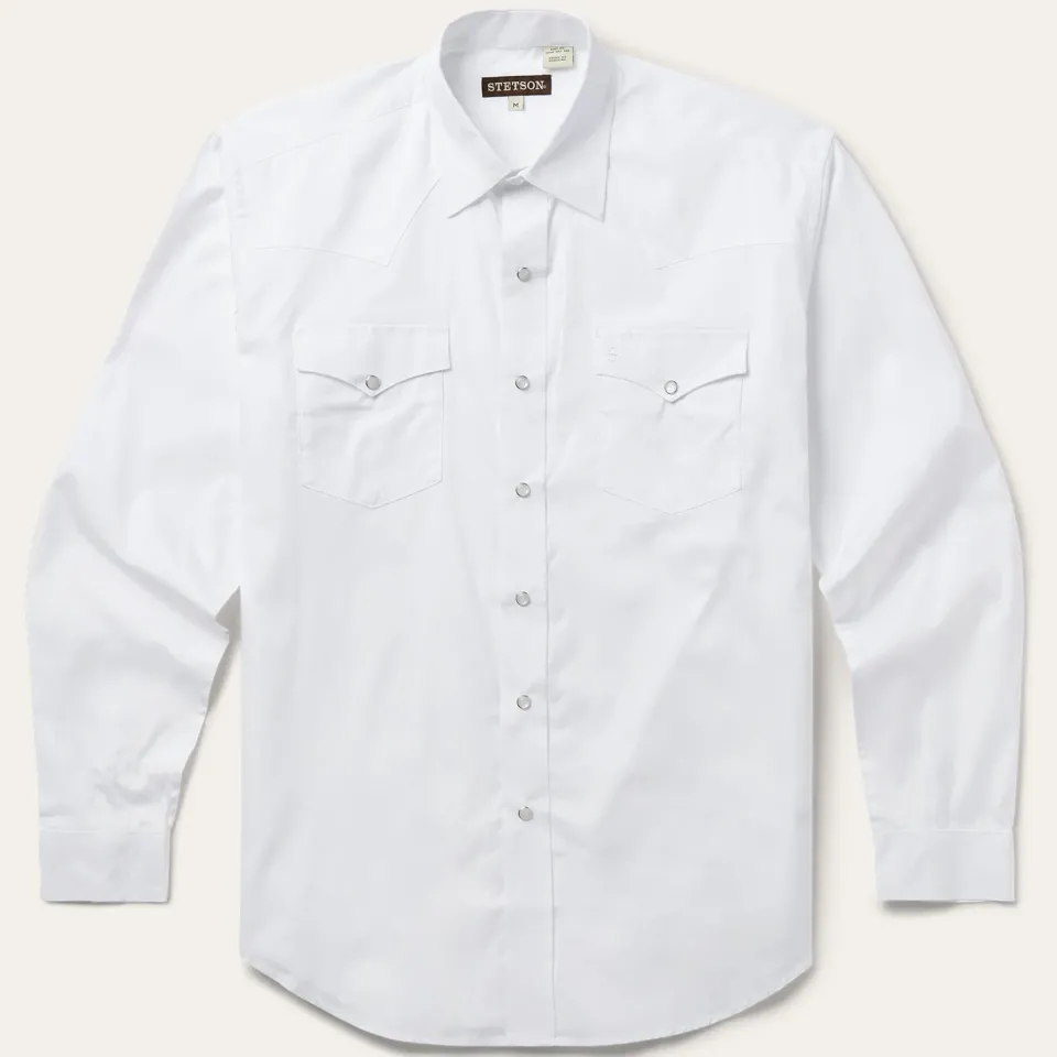 Stetson Pinpoint Oxford Western Shirt White