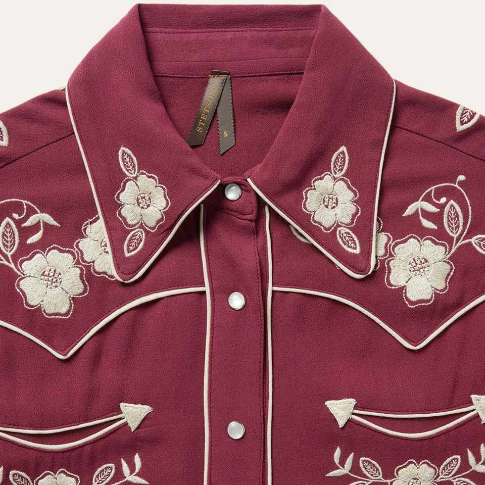 Online Stetson Classic Western Snap Blouse Wine