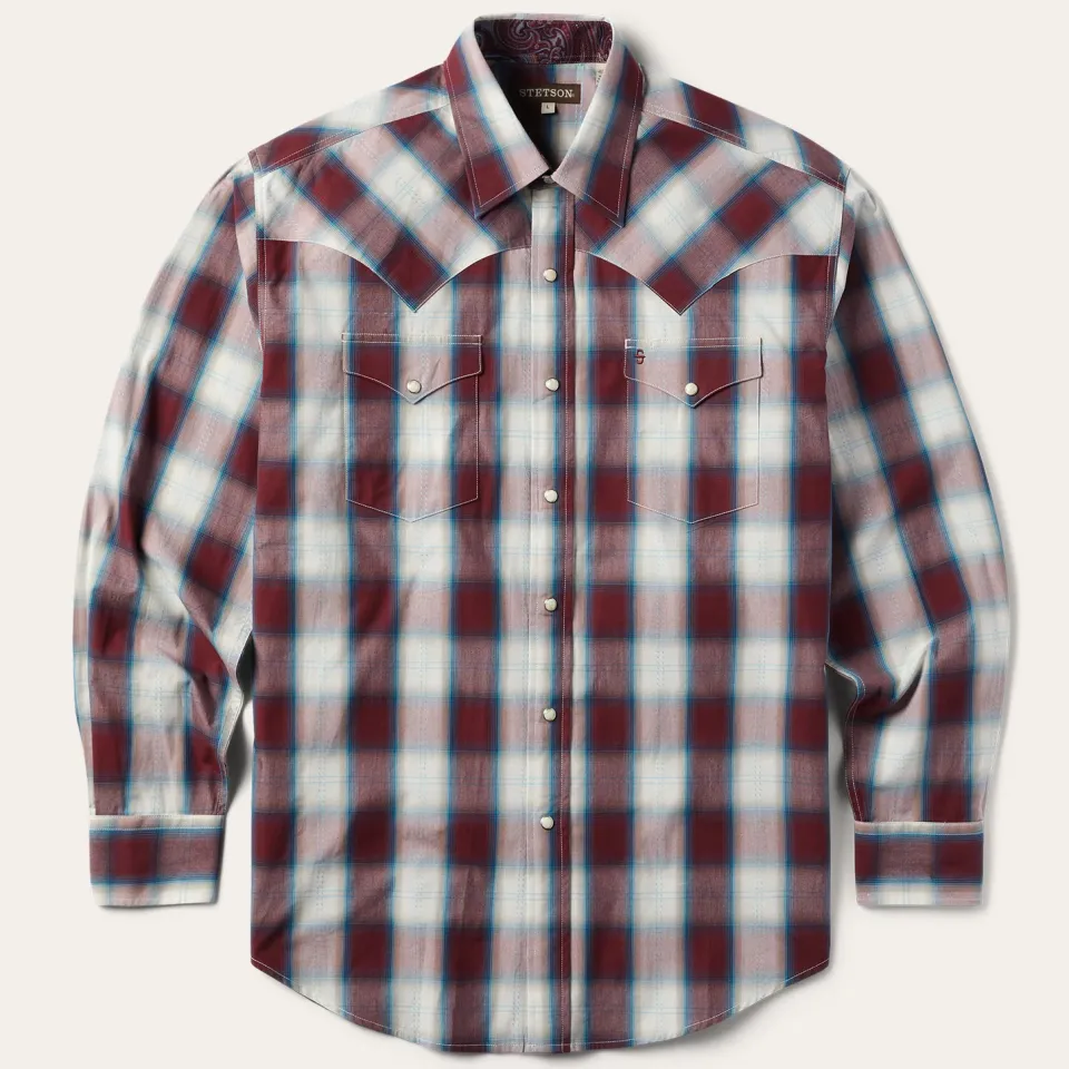 Outlet Stetson Plaid Shirt Wine