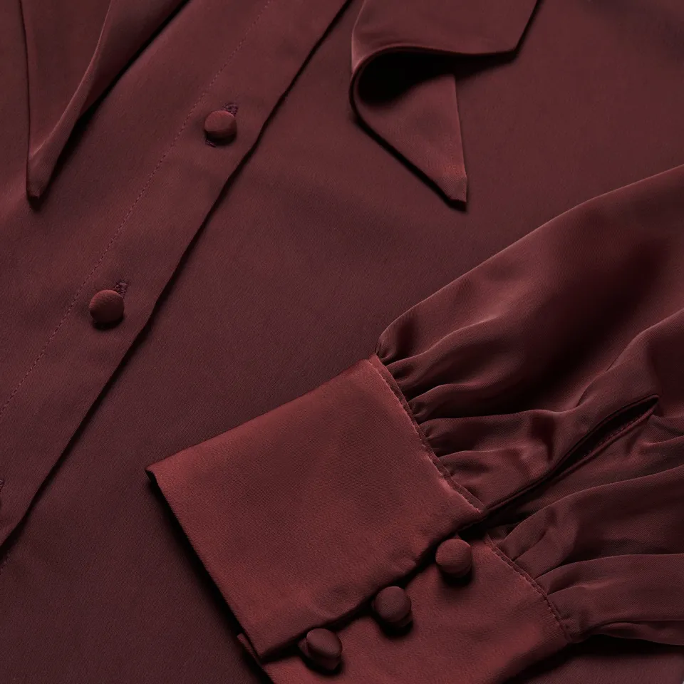 Hot Stetson Wine Satin Blouse Red