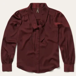 New Stetson Wine Satin Blouse Red
