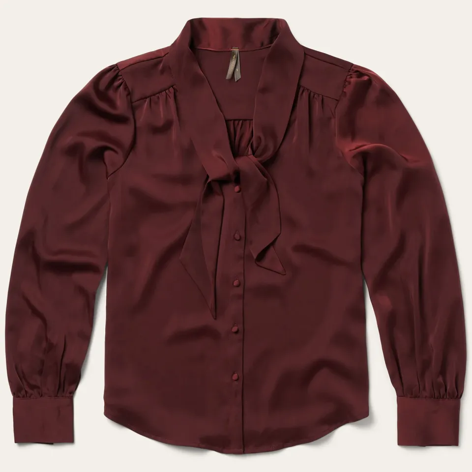 New Stetson Wine Satin Blouse Red