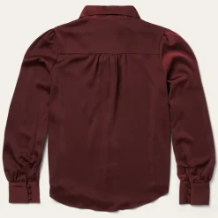 New Stetson Wine Satin Blouse Red