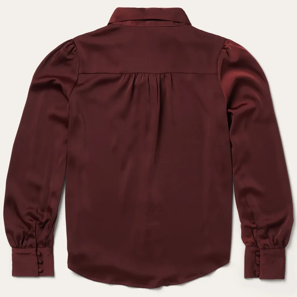 New Stetson Wine Satin Blouse Red