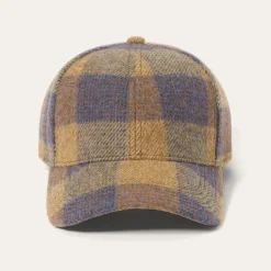 Outlet Stetson Wool Check Baseball Cap Cognac/Sand/Blue