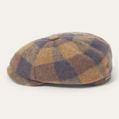 Outlet Stetson Wool Check Hatteras Cognac/Sand/Blue