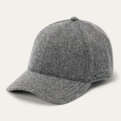 Outlet Stetson Wool Herringbone Baseball Cap Anthra Melange Herringbone