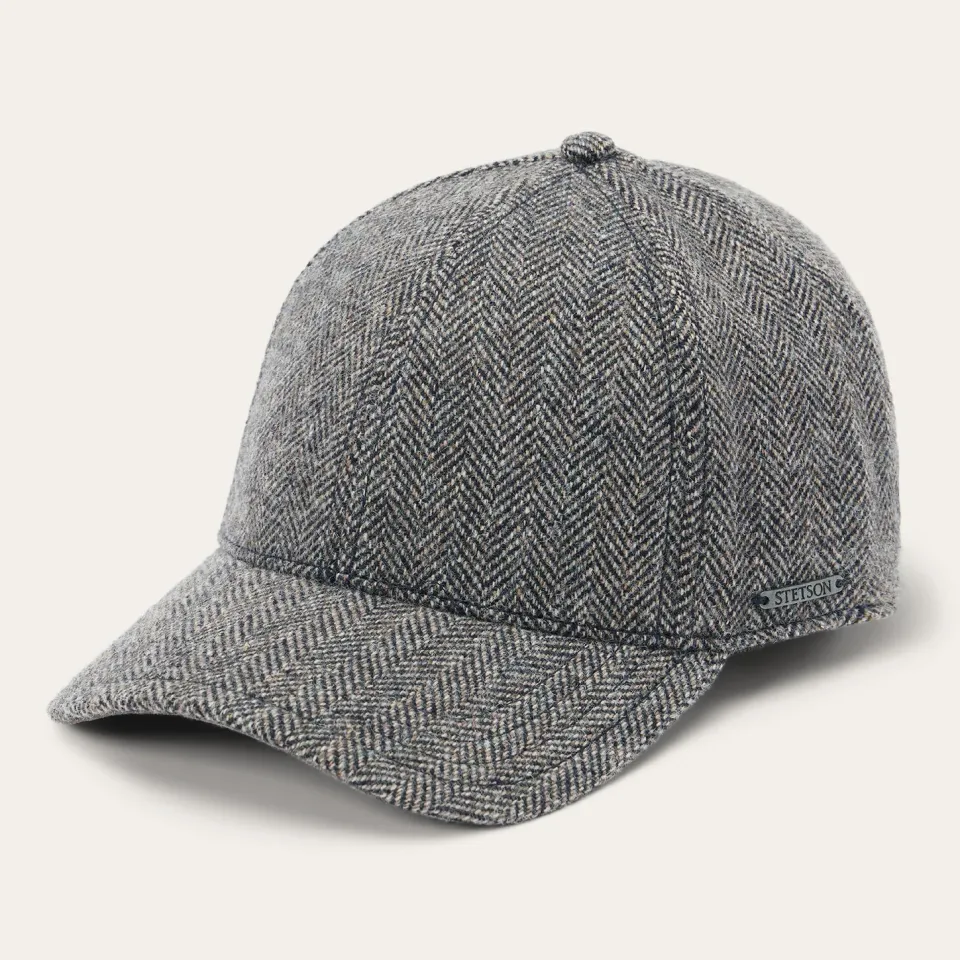 Outlet Stetson Wool Herringbone Baseball Cap Anthra Melange Herringbone