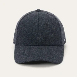 New Stetson Wool Herringbone Baseball Cap Dark Grey Herringbone