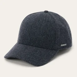 New Stetson Wool Herringbone Baseball Cap Dark Grey Herringbone