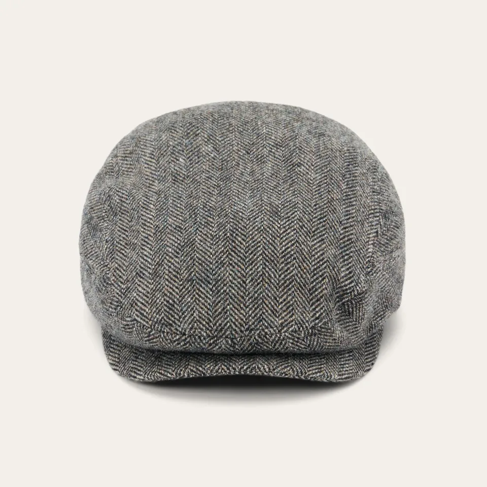 Hot Stetson Wool Herringbone Driver Cap Anthra Melange Herringbone