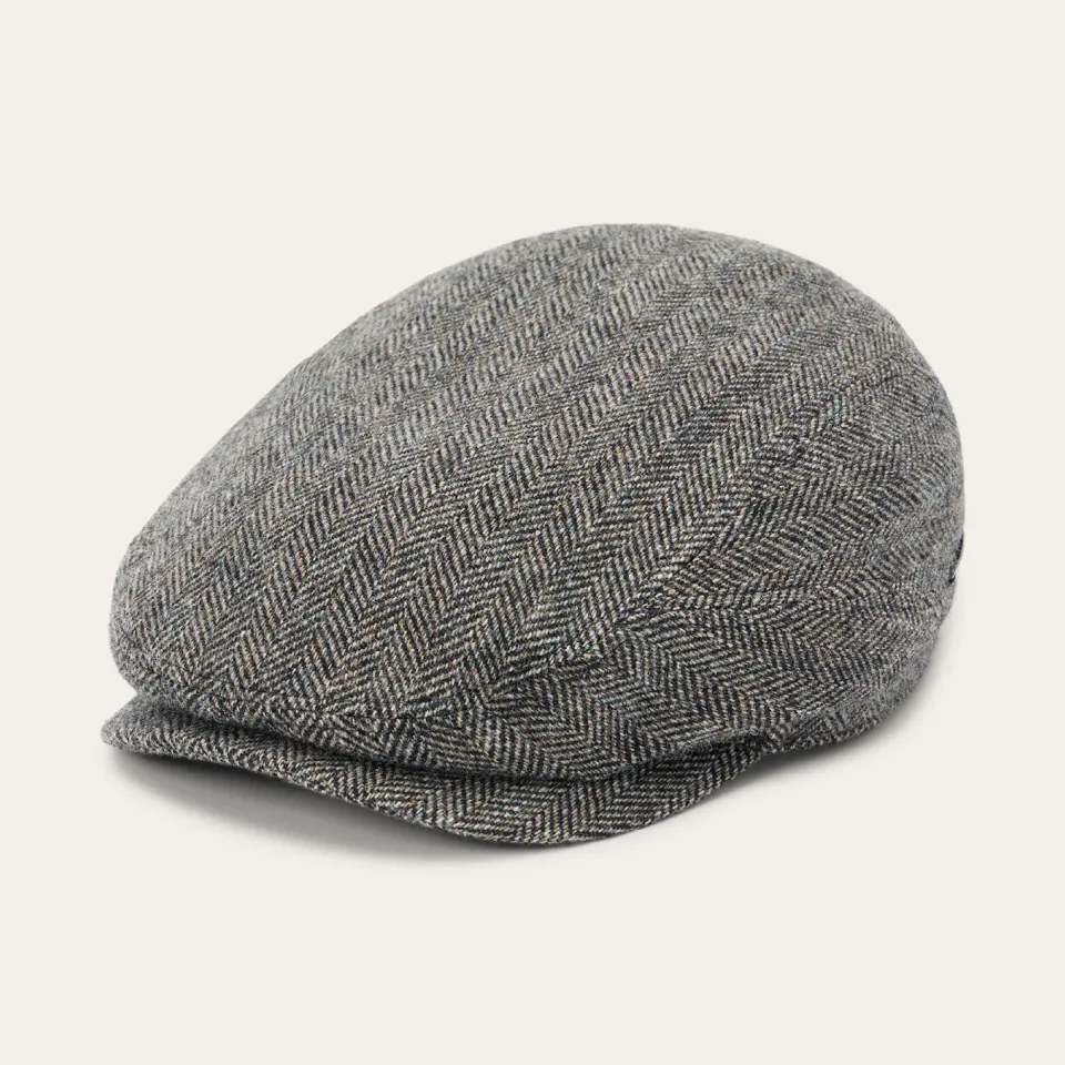 Hot Stetson Wool Herringbone Driver Cap Anthra Melange Herringbone