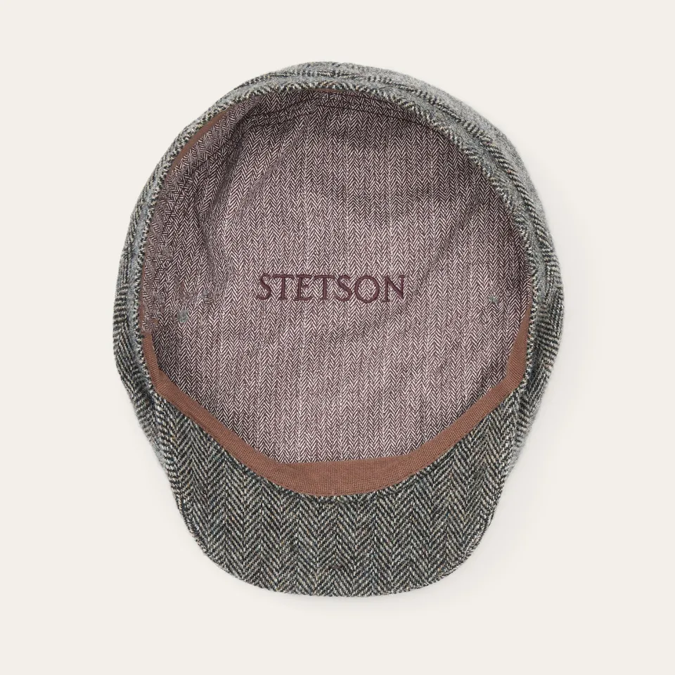 Hot Stetson Wool Herringbone Driver Cap Anthra Melange Herringbone
