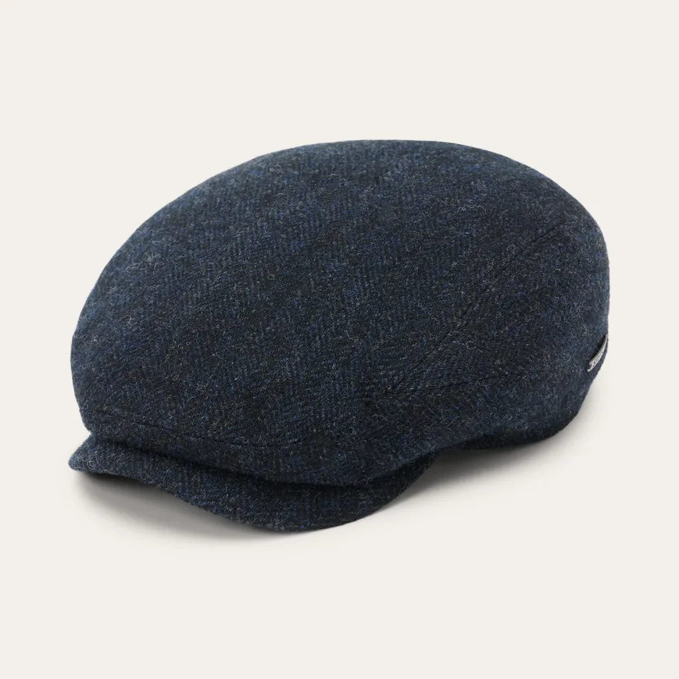 Outlet Stetson Wool Herringbone Driver Cap Dark Navy Herringbone