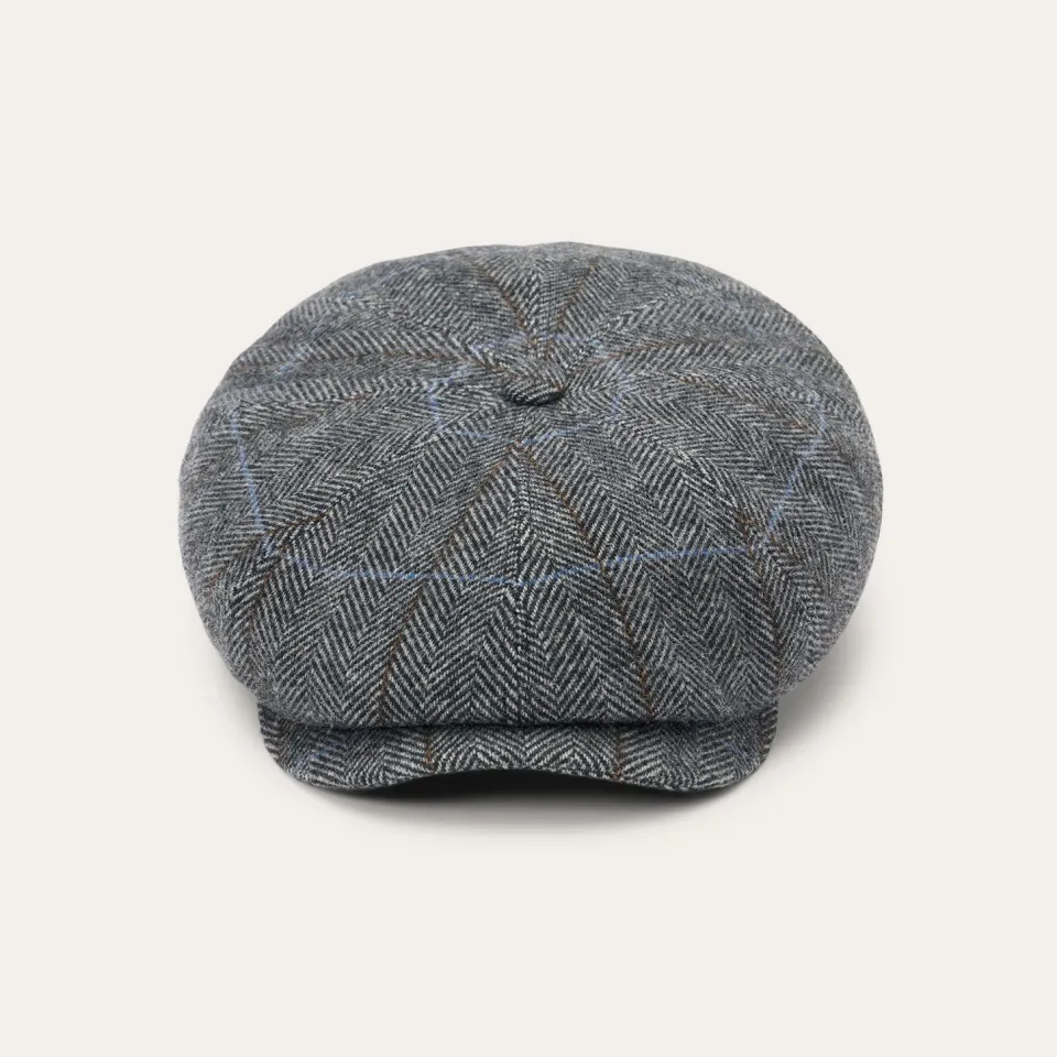 Sale Stetson Wool Herringbone Hatteras Cap Grey Herringbone