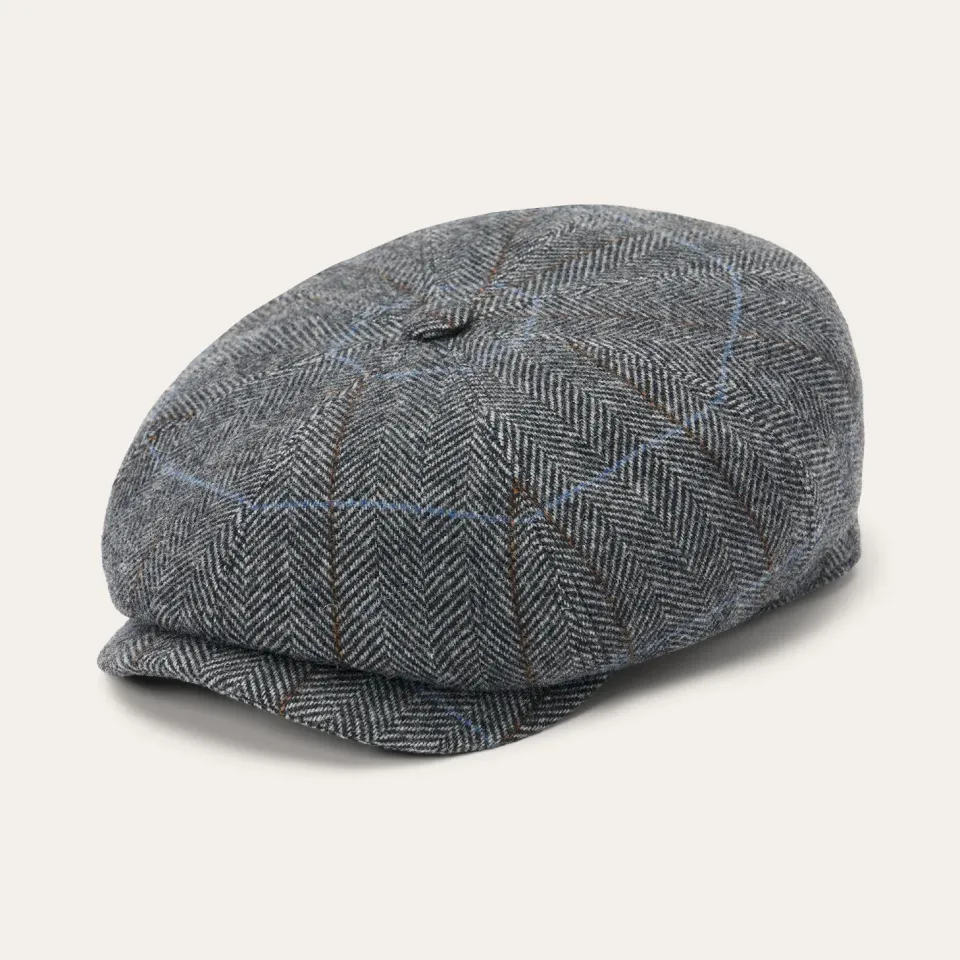 Sale Stetson Wool Herringbone Hatteras Cap Grey Herringbone