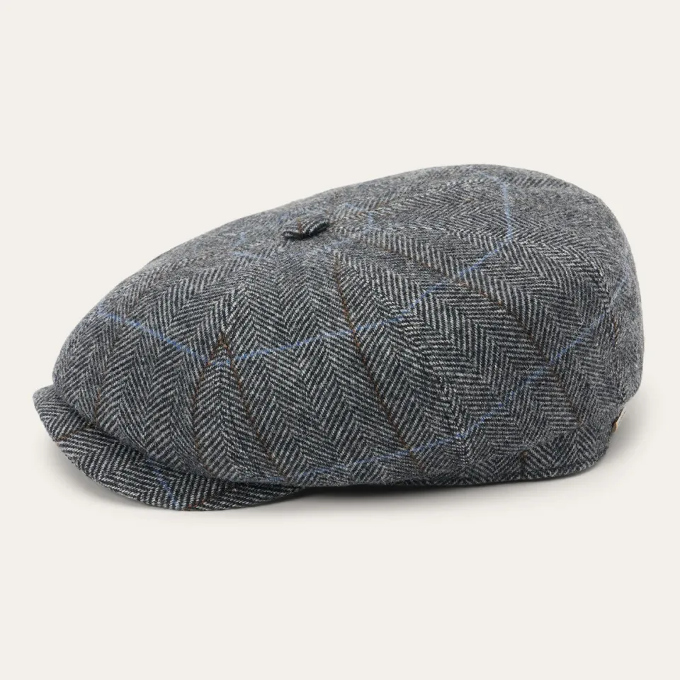 Sale Stetson Wool Herringbone Hatteras Cap Grey Herringbone
