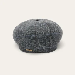 Sale Stetson Wool Herringbone Hatteras Cap Grey Herringbone