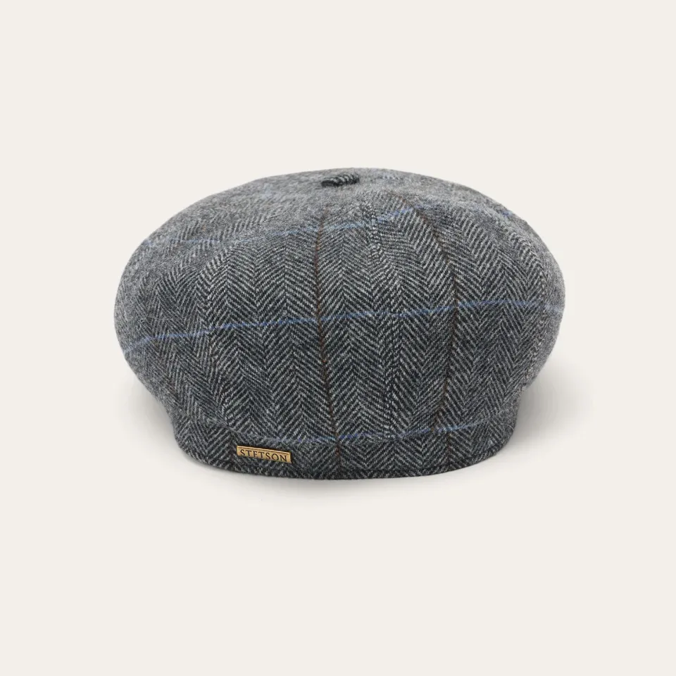 Sale Stetson Wool Herringbone Hatteras Cap Grey Herringbone