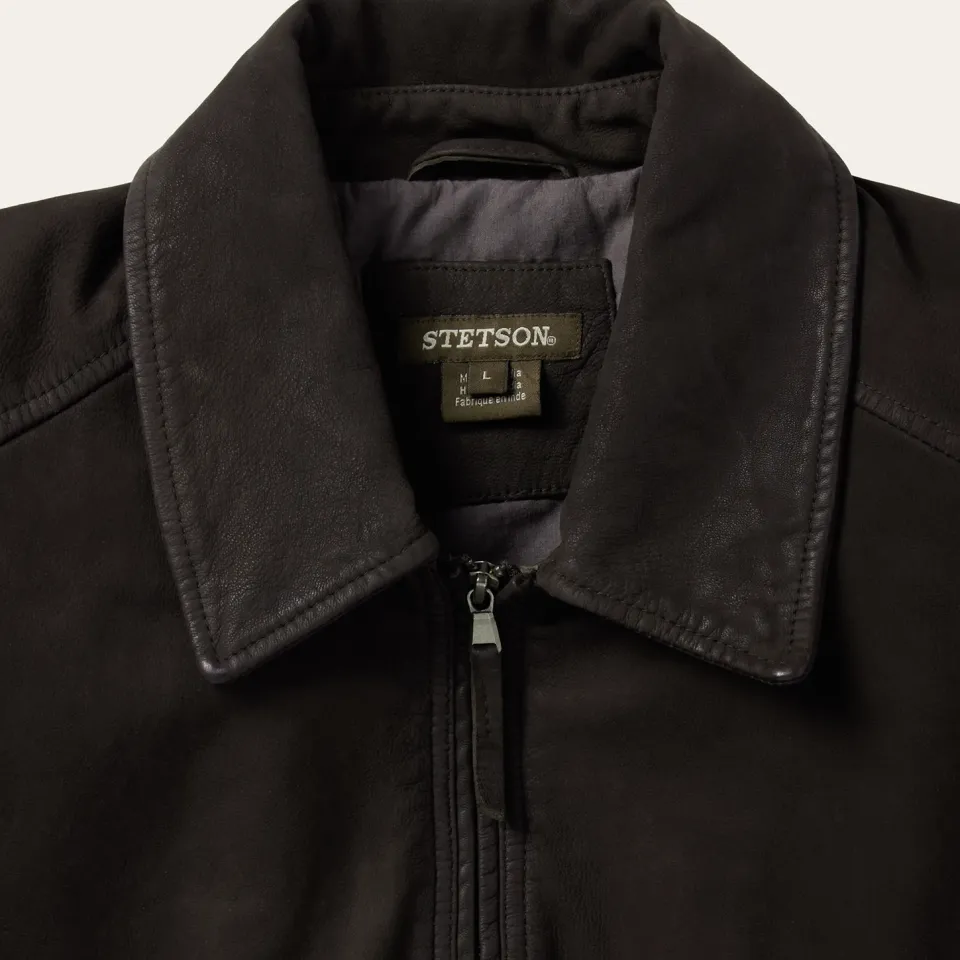Sale Stetson Zip Front Suede Leather Jacket Brown