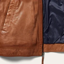 Discount Stetson Zip-Front Lightweight Leather Jacket Brown